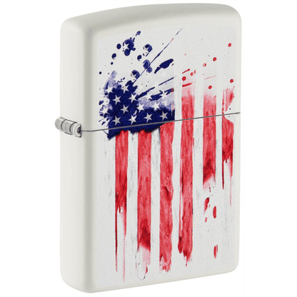 Zippo White Matte Us Flag Design