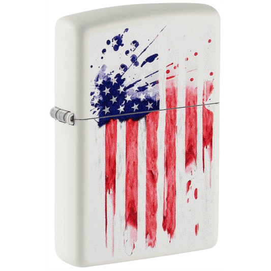 Zippo White Matte Us Flag Design