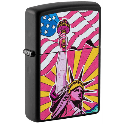 Zippo Black Matte Lady Liberty Design