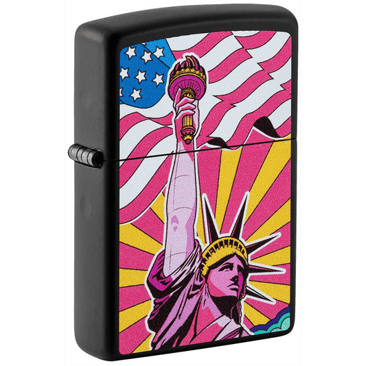 Zippo Black Matte Lady Liberty Design
