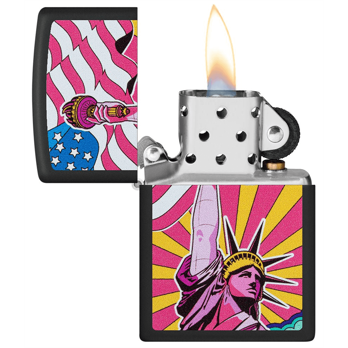Zippo Black Matte Lady Liberty Design