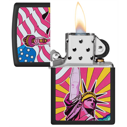 Zippo Black Matte Lady Liberty Design