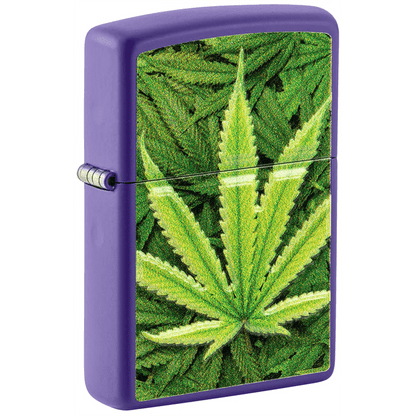 Zippo Purple Matte Leaf Design