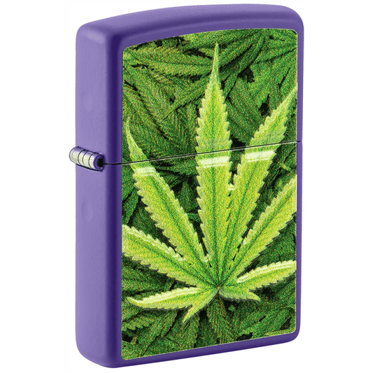 Zippo Purple Matte Leaf Design