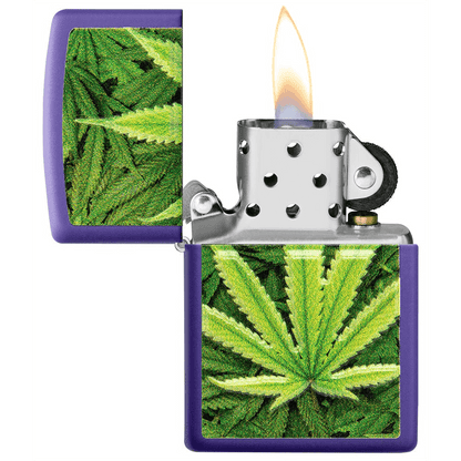 Zippo Purple Matte Leaf Design