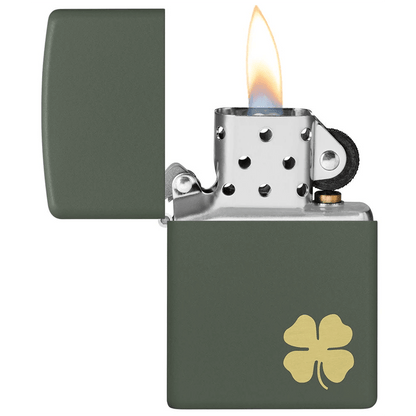 Green Matte Four Leaf Clover Design