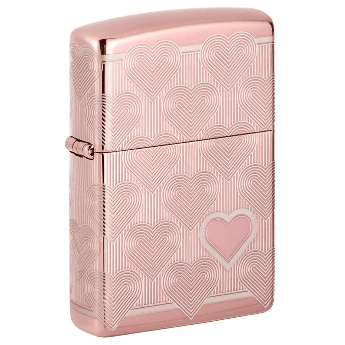 Zippo High Polish Rose Gold Heart Design