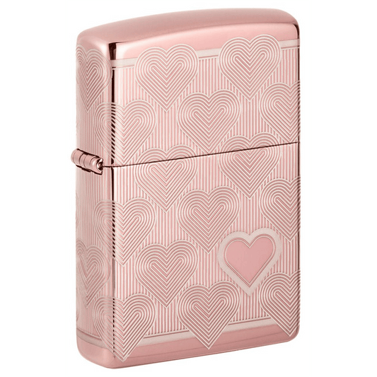Zippo High Polish Rose Gold Heart Design