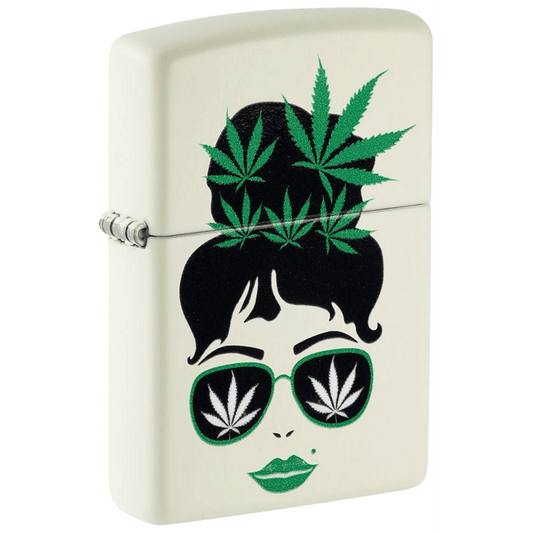 Zippo Glow-In-The-Dark Green Leaf Design