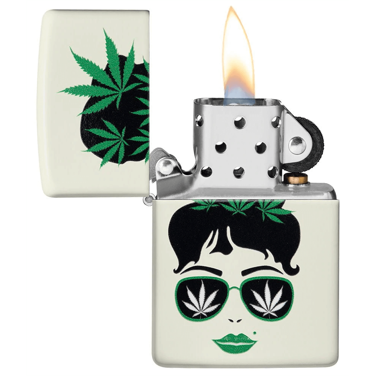 Zippo Glow-In-The-Dark Green Leaf Design