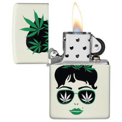 Zippo Glow-In-The-Dark Green Leaf Design