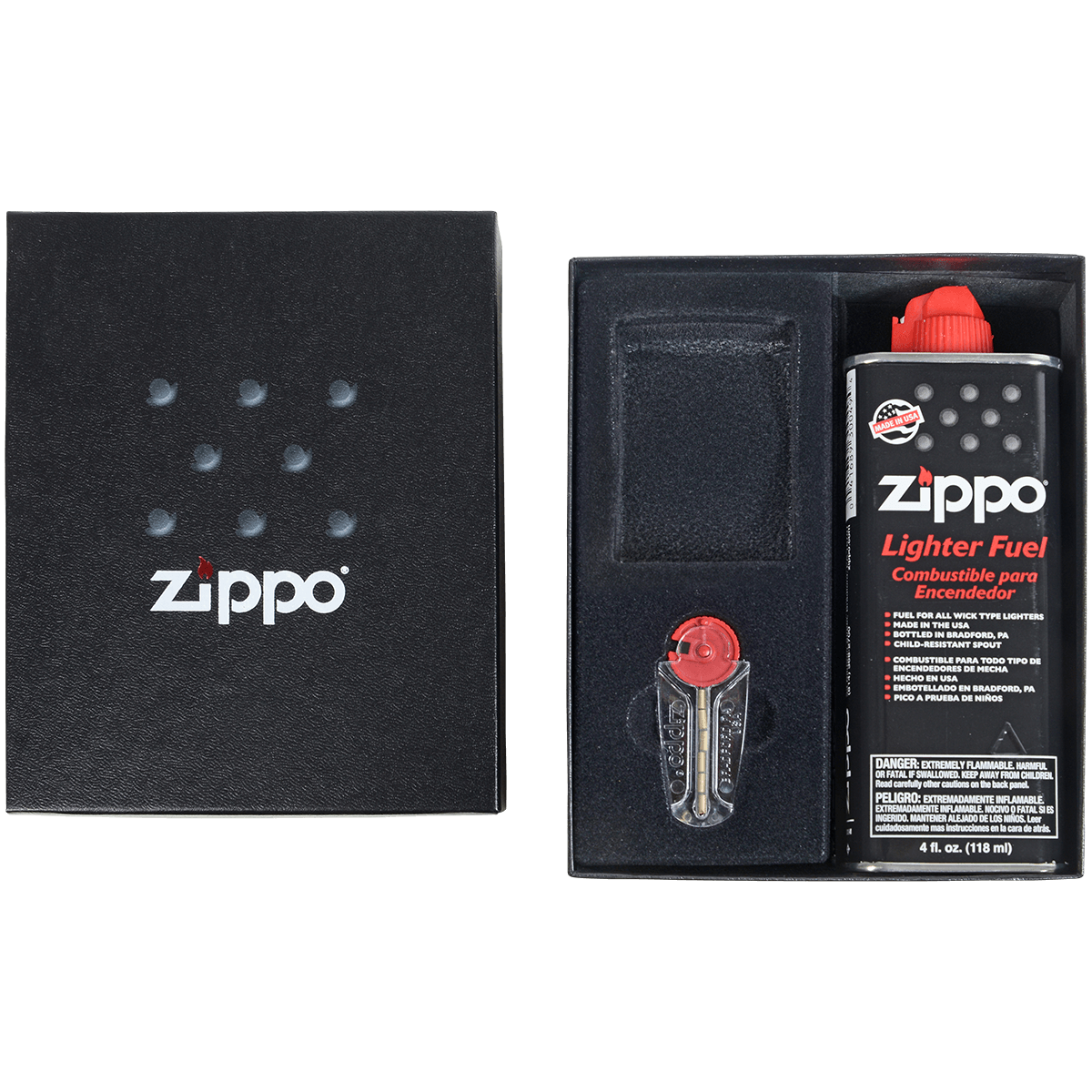 Zippo Gift Kit Regular Gift Box W/4Oz. Fluid & 6 Flints