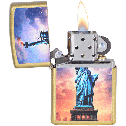Zippo Pk Collection Statue Of Liberty Street Brass