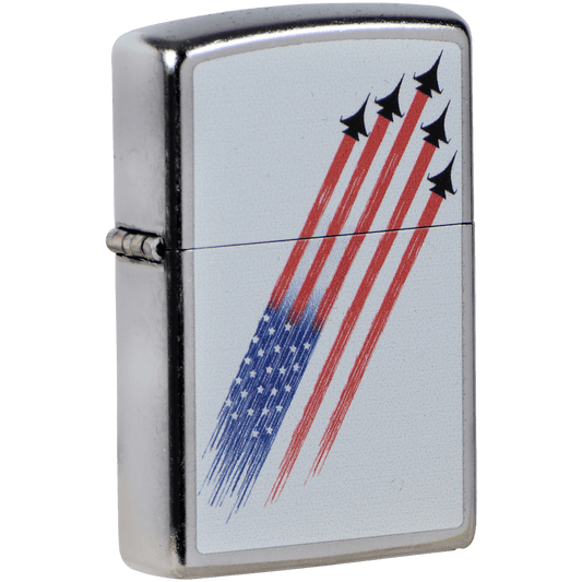 Zippo Pk Collection Fighter Jet Flag Street Chrome