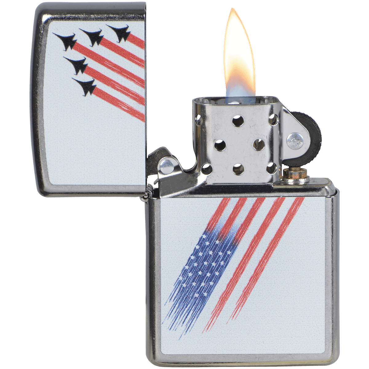 Zippo Pk Collection Fighter Jet Flag Street Chrome