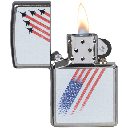 Zippo Pk Collection Fighter Jet Flag Street Chrome