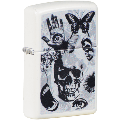 Zippo Pk Collection Skull Hands White Matte