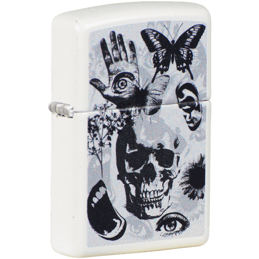 Zippo Pk Collection Skull Hands White Matte