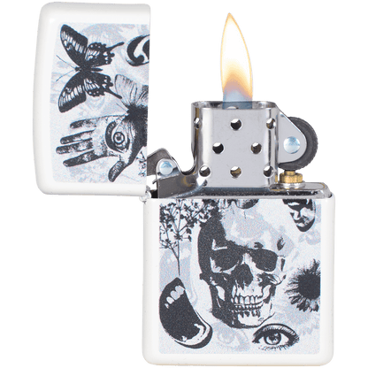 Zippo Pk Collection Skull Hands White Matte