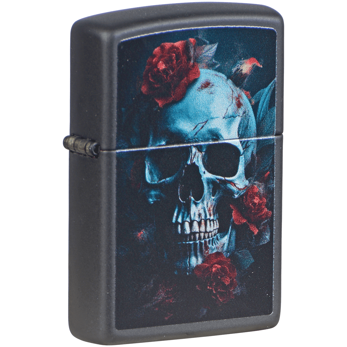 Zippo Pk Collection Clack Rose With Skull Matte Black.