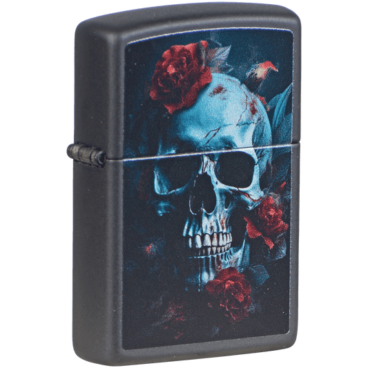 Zippo Pk Collection Clack Rose With Skull Matte Black.
