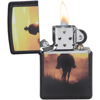 Zippo Pk Collection Cowboy Sunset Black Crakle Finish
