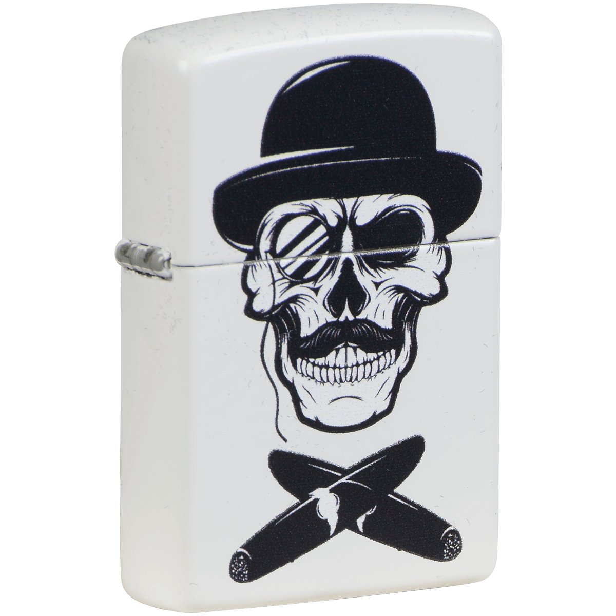 Zippo Pk Collection Skull With Cigars Matte White