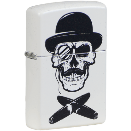 Zippo Pk Collection Skull With Cigars Matte White