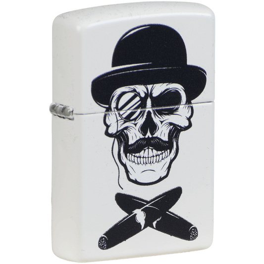 Zippo Pk Collection Skull With Cigars Matte White
