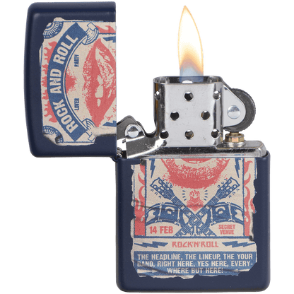 Zippo Pk Collection Rock & Roll Lips Navy Matte