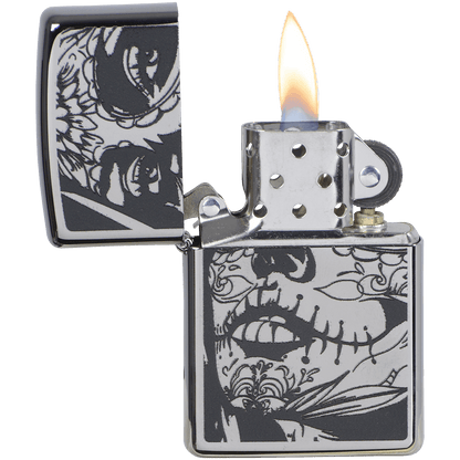 Zippo Pk Collection Sugar Skull High Polished Chrome