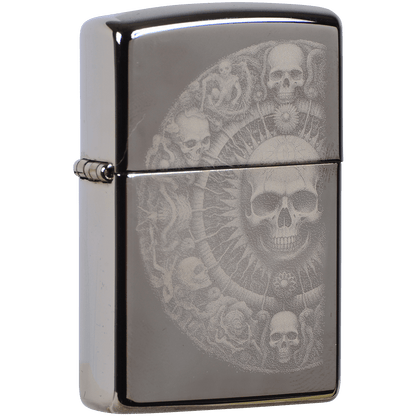 Zippo Pk Collection Wheel Skulls Black Ice