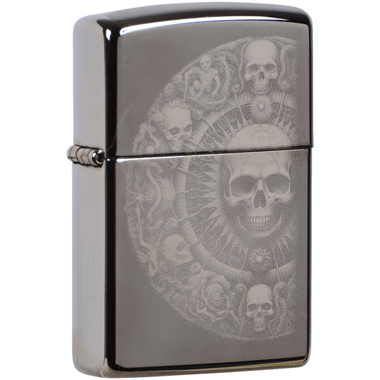 Zippo Pk Collection Wheel Skulls Black Ice