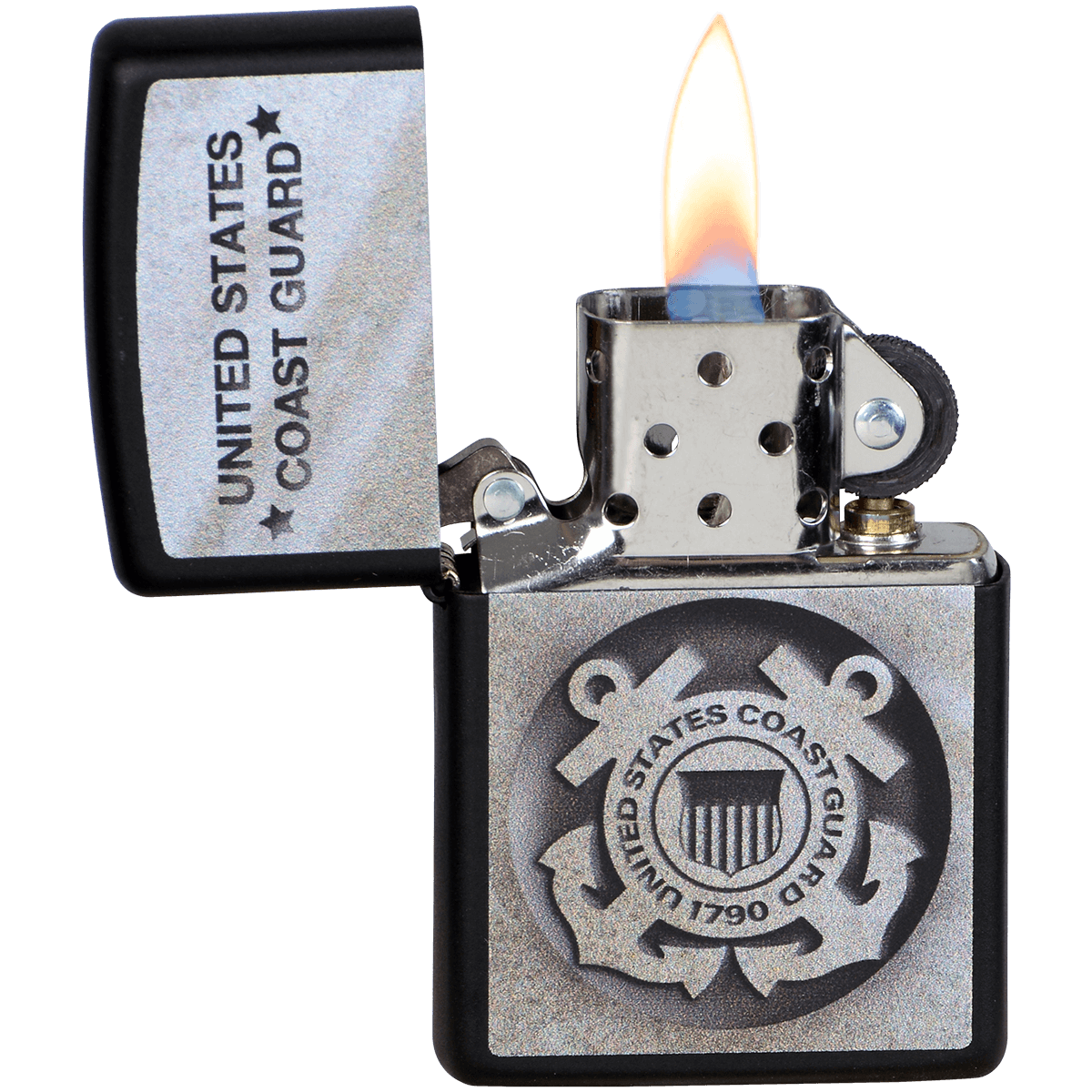 Zippo Pk Collection Uscg Anchors Black Matte