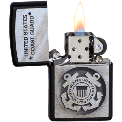 Zippo Pk Collection Uscg Anchors Black Matte
