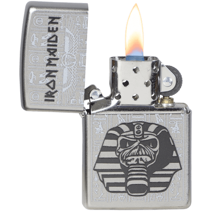 Zippo Pk Collection Iron Maiden Egyptian Skull Satin Chrome