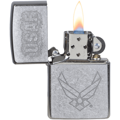 Zippo Pk Collection Us Air Force Etched Wings Street Chrome