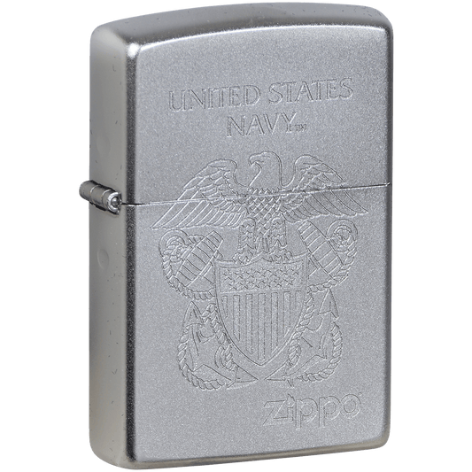 Zippo Pk Collection Us Navy Anchors Satin Chrome