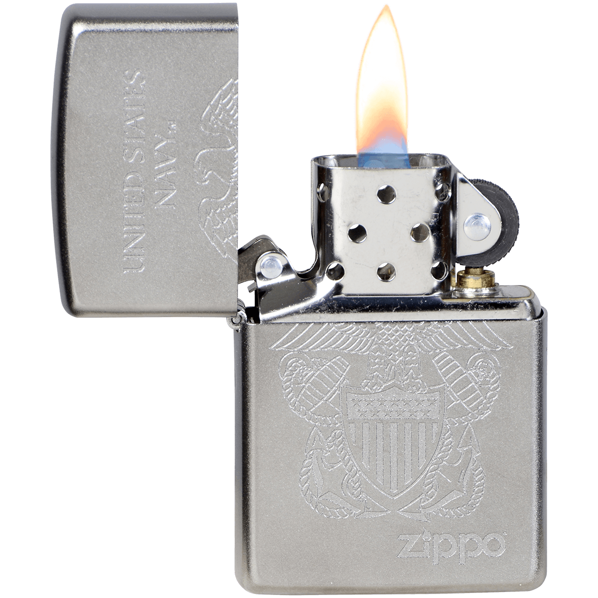 Zippo Pk Collection Us Navy Anchors Satin Chrome