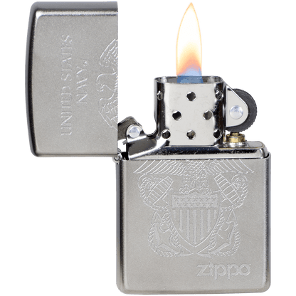 Zippo Pk Collection Us Navy Anchors Satin Chrome
