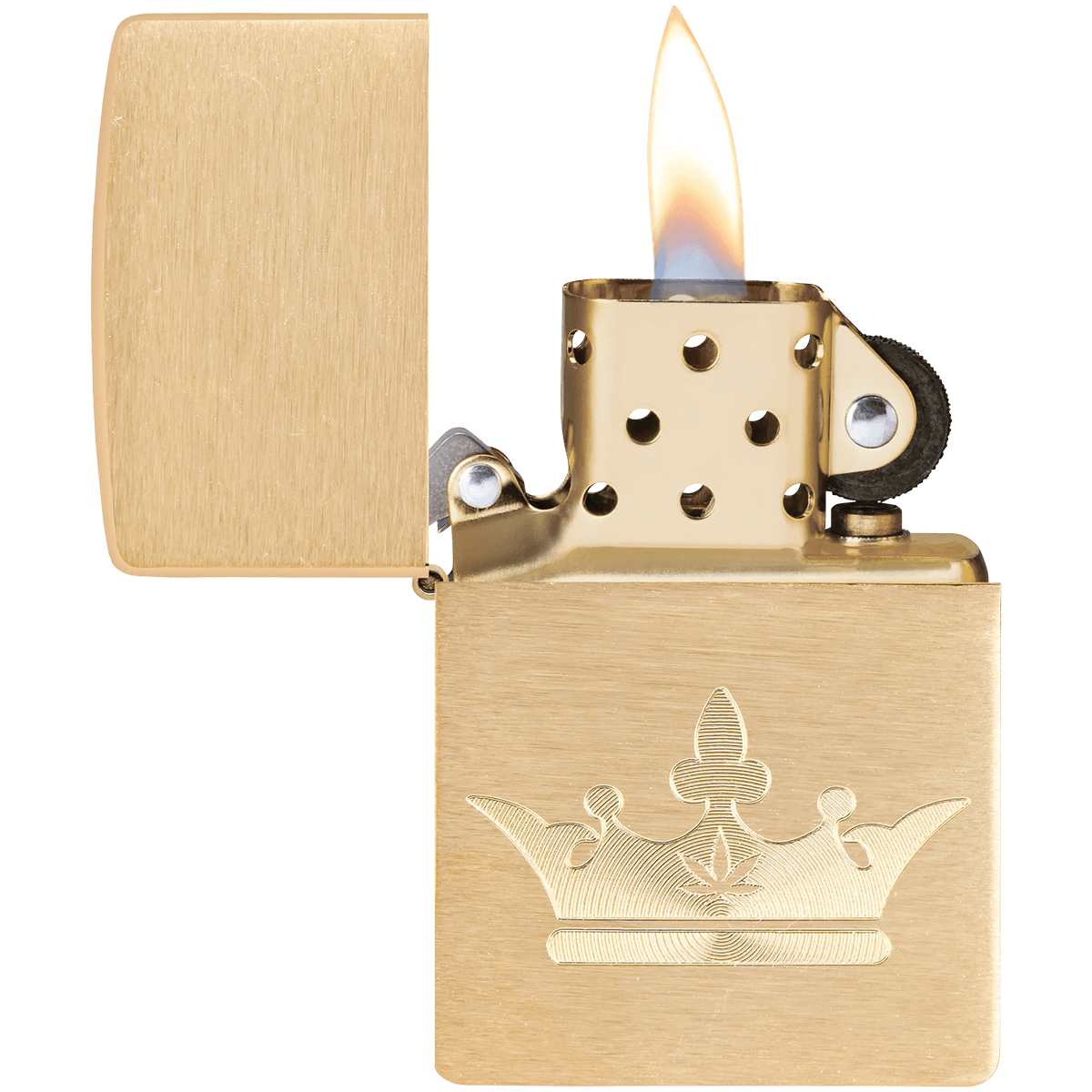 ZIPPO PK COLLECTION CROWN ROYAL "CROWN" LOGO BRUSHED BRASS