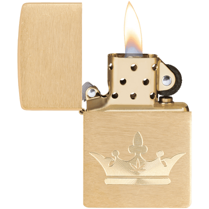 ZIPPO PK COLLECTION CROWN ROYAL "CROWN" LOGO BRUSHED BRASS