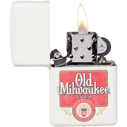 ZIPPO PK COLLECTION OLD MILWAUKEE LOGO MATTE WHITE