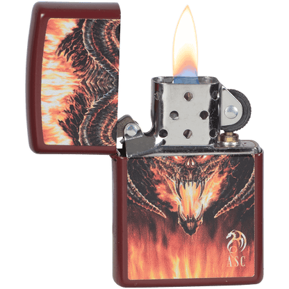 Zippo Pk Collection Anne Stokes Fire Dragon Merlot Finish