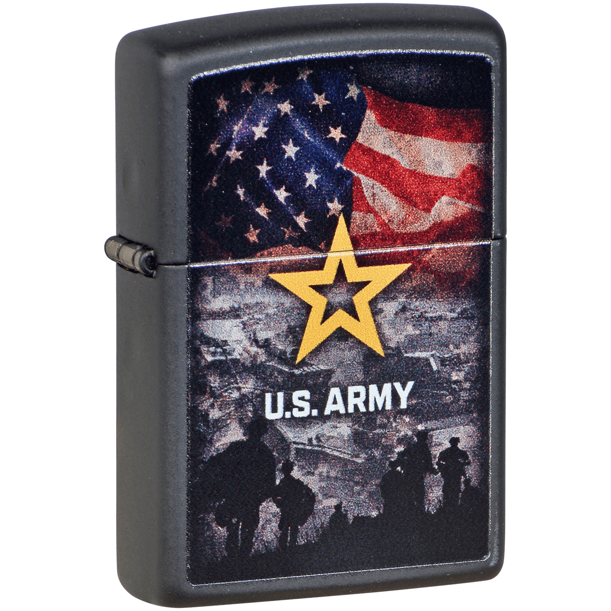 Zippo Pk Collection Us Army Seal And Flag Matte Black