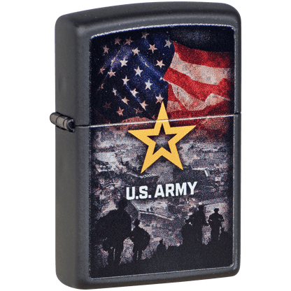 Zippo Pk Collection Us Army Seal And Flag Matte Black