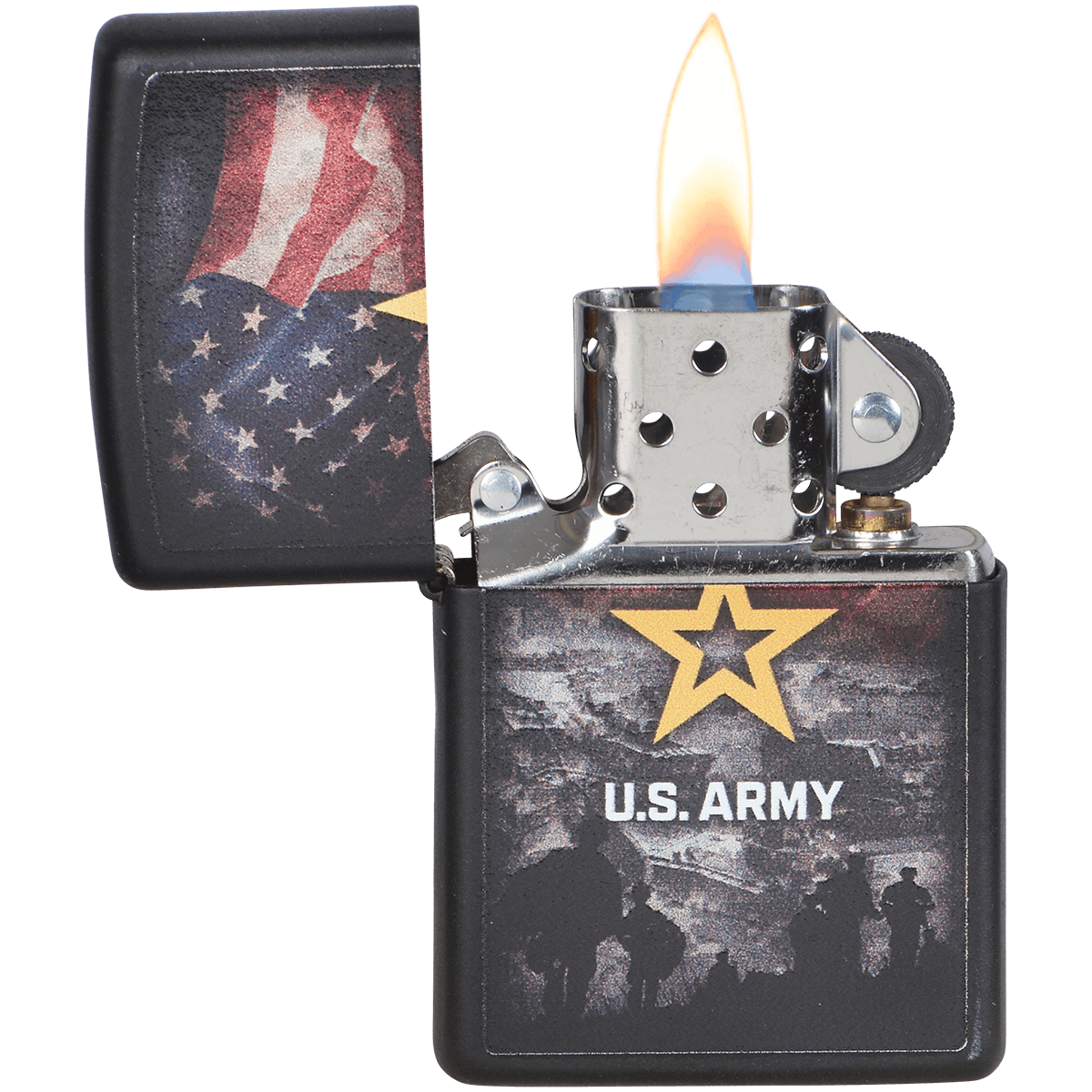 Zippo Pk Collection Us Army Seal And Flag Matte Black
