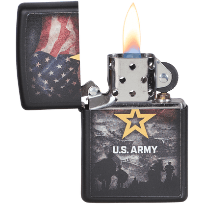 Zippo Pk Collection Us Army Seal And Flag Matte Black