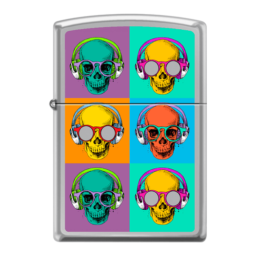 Zippo Pk Collection Colored Skulls With Glasses