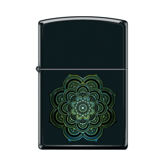 Zippo Pk Collection Mandala Green Design Black Matte